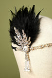 Sort beaded Feather Pearl 1920'erne Flapper Pandebånd