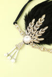 Sort beaded Feather Pearl 1920'erne Flapper Pandebånd