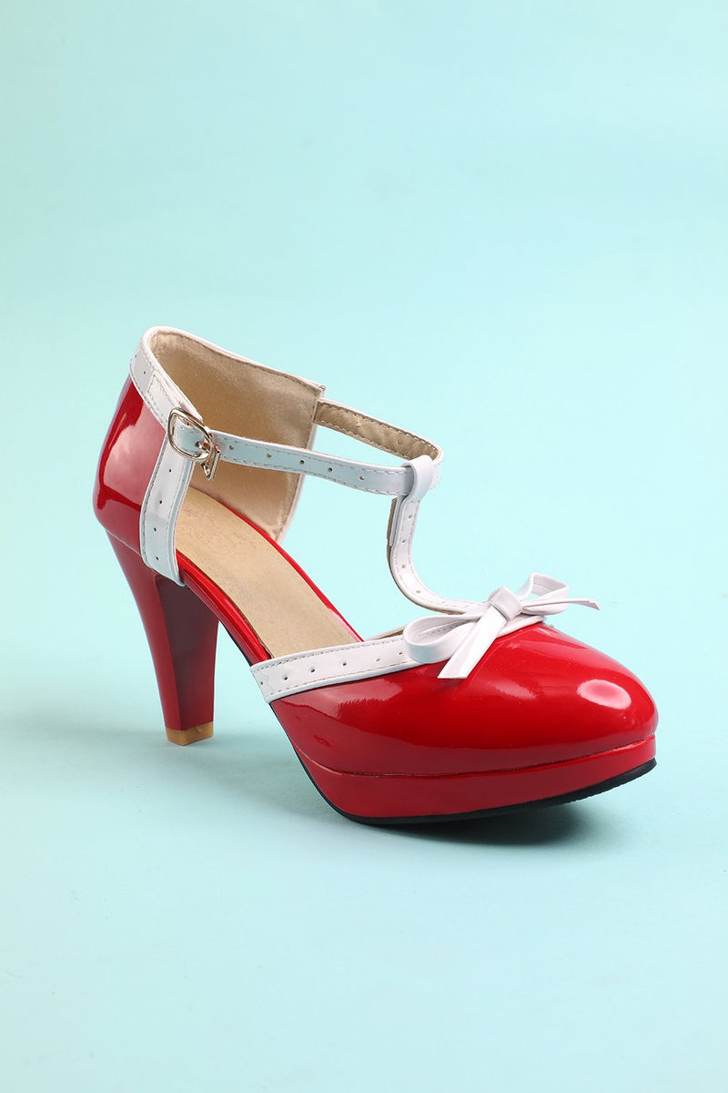 Indlæs billede til gallerivisning Vintage røde T-Strap hæle
