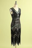 Glitter V Hals 1920'er Flapper Kjole