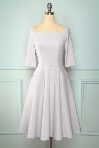 Grå vintage kjole med lommer