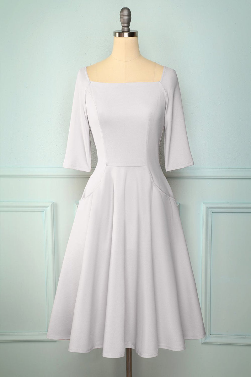 Indlæs billede til gallerivisning Grå vintage kjole med lommer
