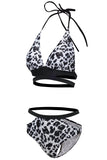 Hvid leopard push up bikini