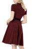 Indlæs billede til gallerivisning Bourgogne 50&#39;er vintage kjole med ærmer