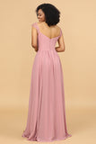 Blush Long Chiffon Bridesmaid Kjole med Blonder