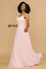 Indlæs billede til gallerivisning En linje Spaghetti stropper Pink Chiffon Lang brudepige kjole