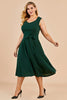 Indlæs billede til gallerivisning Mørkegrøn Plus Size Vintage Swing Kjole