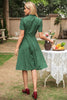 Indlæs billede til gallerivisning Grøn Polka Prikker Vintage Sommer Kjole
