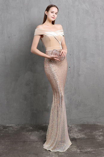 Guld havfrue Paillet Lang Prom Dress