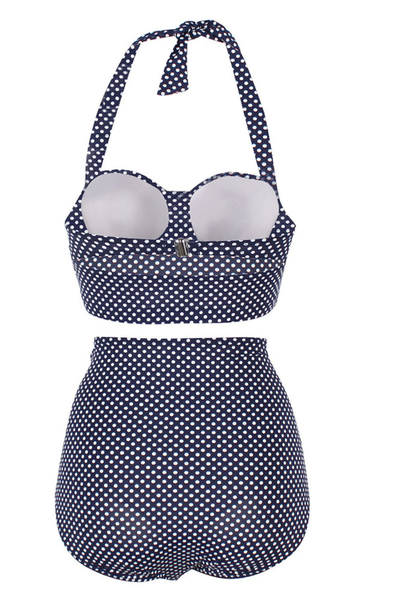 Indlæs billede til gallerivisning Vintage Navy Polka Prikker Badetøj