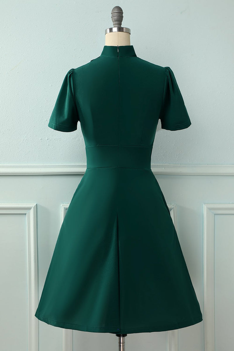 Indlæs billede til gallerivisning Mørkegrøn slim fit kjole