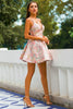 Indlæs billede til gallerivisning Pink Spaghetti Stropper kort hjemkomst part kjole