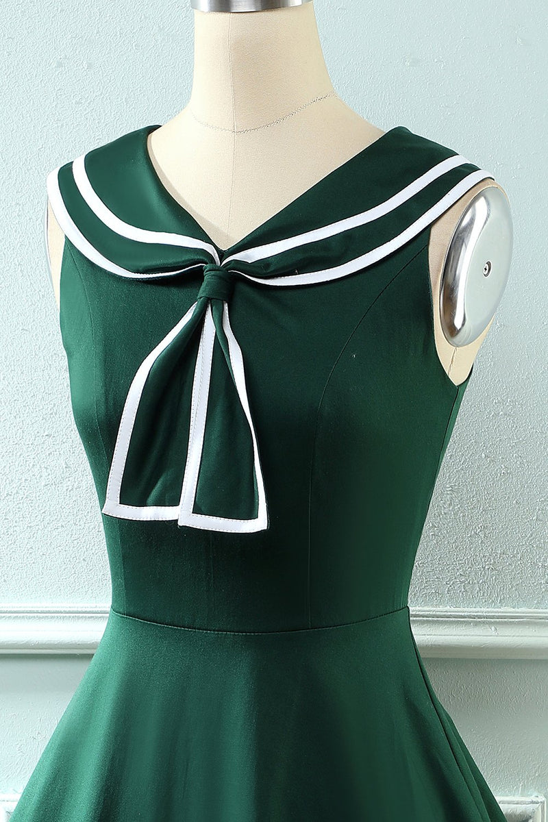 Indlæs billede til gallerivisning Grøn 1950&#39;er kjole med slips