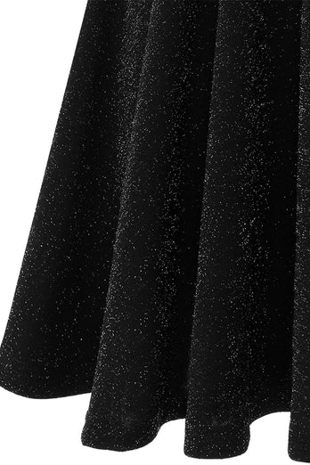 Glitter sort afslappet fest kjole