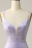 Havfrue Spaghetti Stropper Lilac Long Prom Kjole med delt front