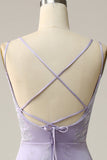 Havfrue Spaghetti Stropper Lilac Long Prom Kjole med delt front