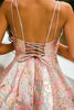 Indlæs billede til gallerivisning Pink Spaghetti Stropper kort hjemkomst part kjole
