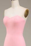 Blush pink havfrue kæreste satin lang brudepigekjole