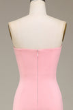 Blush pink havfrue kæreste satin lang brudepigekjole