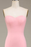 Blush pink havfrue kæreste satin lang brudepigekjole