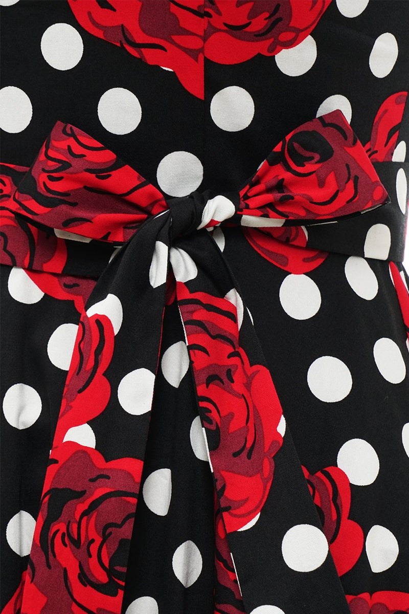 Indlæs billede til gallerivisning Rød Polka prikker blomster vintage kjole