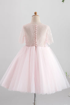 Pink tyl blomst pige kjole