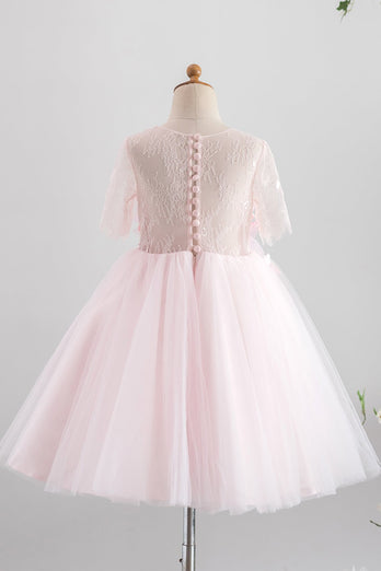 Pink tyl blomst pige kjole