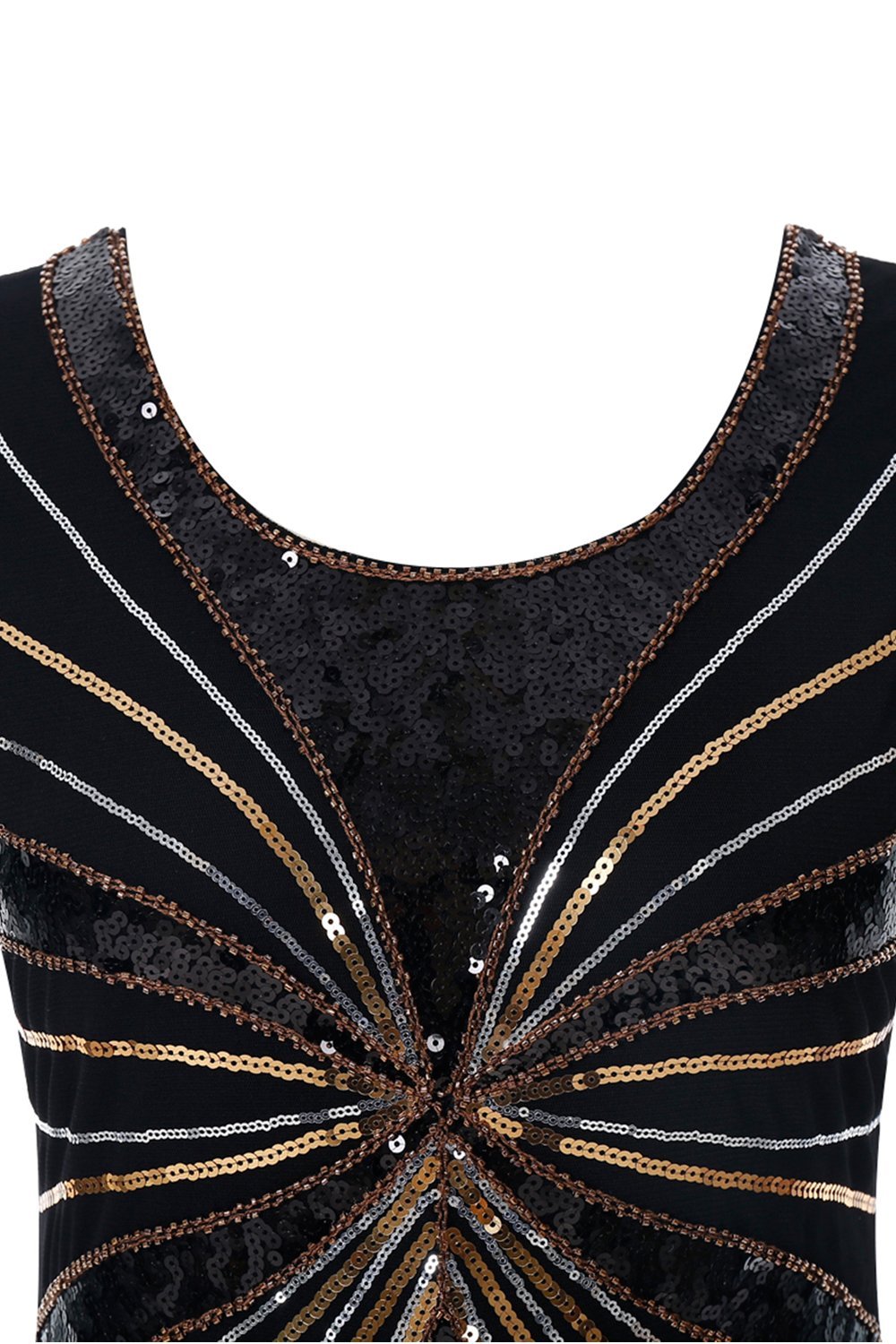 Sort 1920s Pailletter Fringe Flapper Kjole