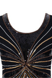Sort 1920s Pailletter Fringe Flapper Kjole