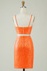 Indlæs billede til gallerivisning Todelt orange pailletter stram homecoming kjole