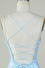 Indlæs billede til gallerivisning Glitrende snørebånd tilbage lyseblå hjemkomstkjole