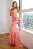 Havfrue Spaghetti stropper Coral Pailletter Prom Kjole