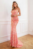 Havfrue Spaghetti stropper Coral Pailletter Prom Kjole