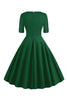 Indlæs billede til gallerivisning Grøn V-hals Korte ærmer 1950&#39;erne Swing Dress