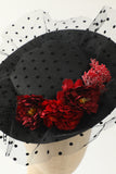 Sort Halloween top hat med blomster