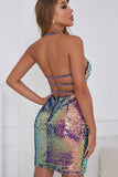 Violet Rygløs Bodycon Halter Hjemkomst Kjole