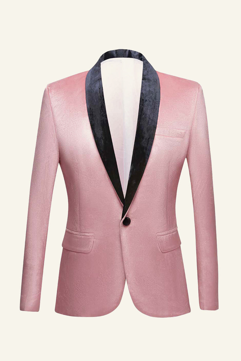 Indlæs billede til gallerivisning Pink Shawl Lapel Velvet Prom Blazer til mænd
