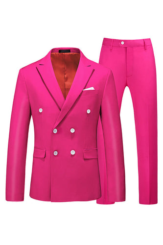 Hot Pink Double Breasted 2 Piece Prom Mænd Dragter