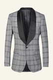 Brown Plaid Sjal Revers mænd Prom Blazer