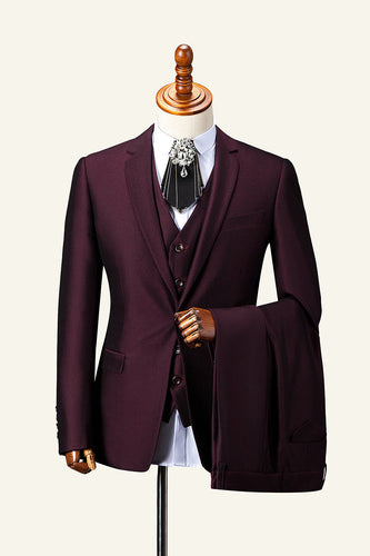 Burgundy Notch revers 3-delt herredragt