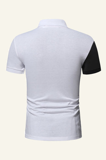 Sort og grå Regular Fit Patchwork Patchwork Herre Polo Shirt