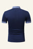 Indlæs billede til gallerivisning Blå patchwork Bomuld kortærmet Casual Polo Shirt
