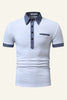 Indlæs billede til gallerivisning Blå patchwork Bomuld kortærmet Casual Polo Shirt