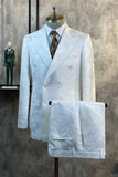 White Peak Lapel Jacquard 2 stk herredragter