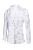 Hvid Blomster Jacquard Peak Lapel Mænd Prom Suits