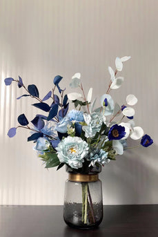 Blå faux bryllupsoverrækkelsesblomster (vase medfølger ikke)