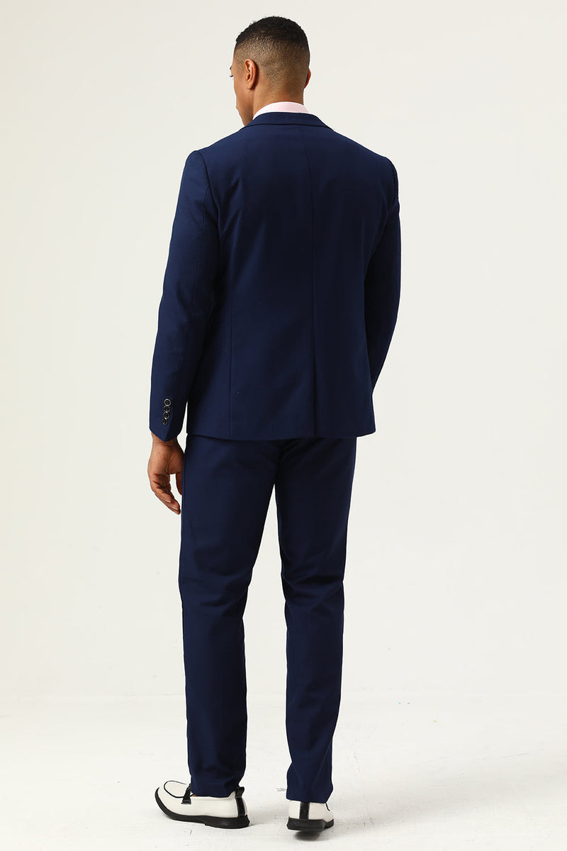 Indlæs billede til gallerivisning 3 stykker Navy Blue Slim Fit Casual Tuxedo Dragter