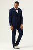 Indlæs billede til gallerivisning 3 stykker Navy Blue Slim Fit Casual Tuxedo Dragter
