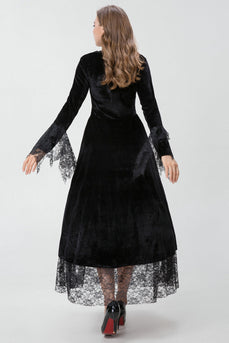 Gotisk Bourgogne Halloween kjole med Criss Cross Blonder