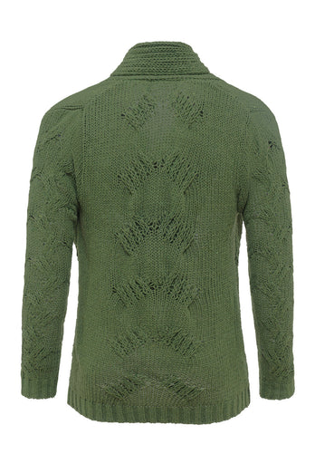 Grøn sjalskrave Langærmet Cardigan sweater til mænd